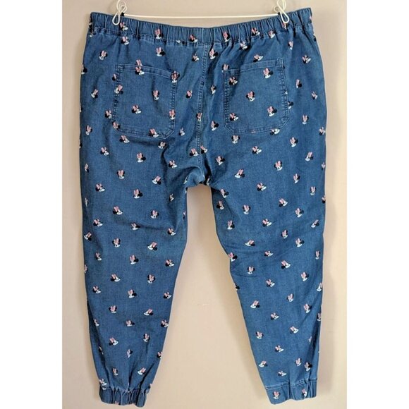 Disney Minnie Mouse Pants Women's 2X Plus Denim Jogger All Over Print - Picture 2 of 4
